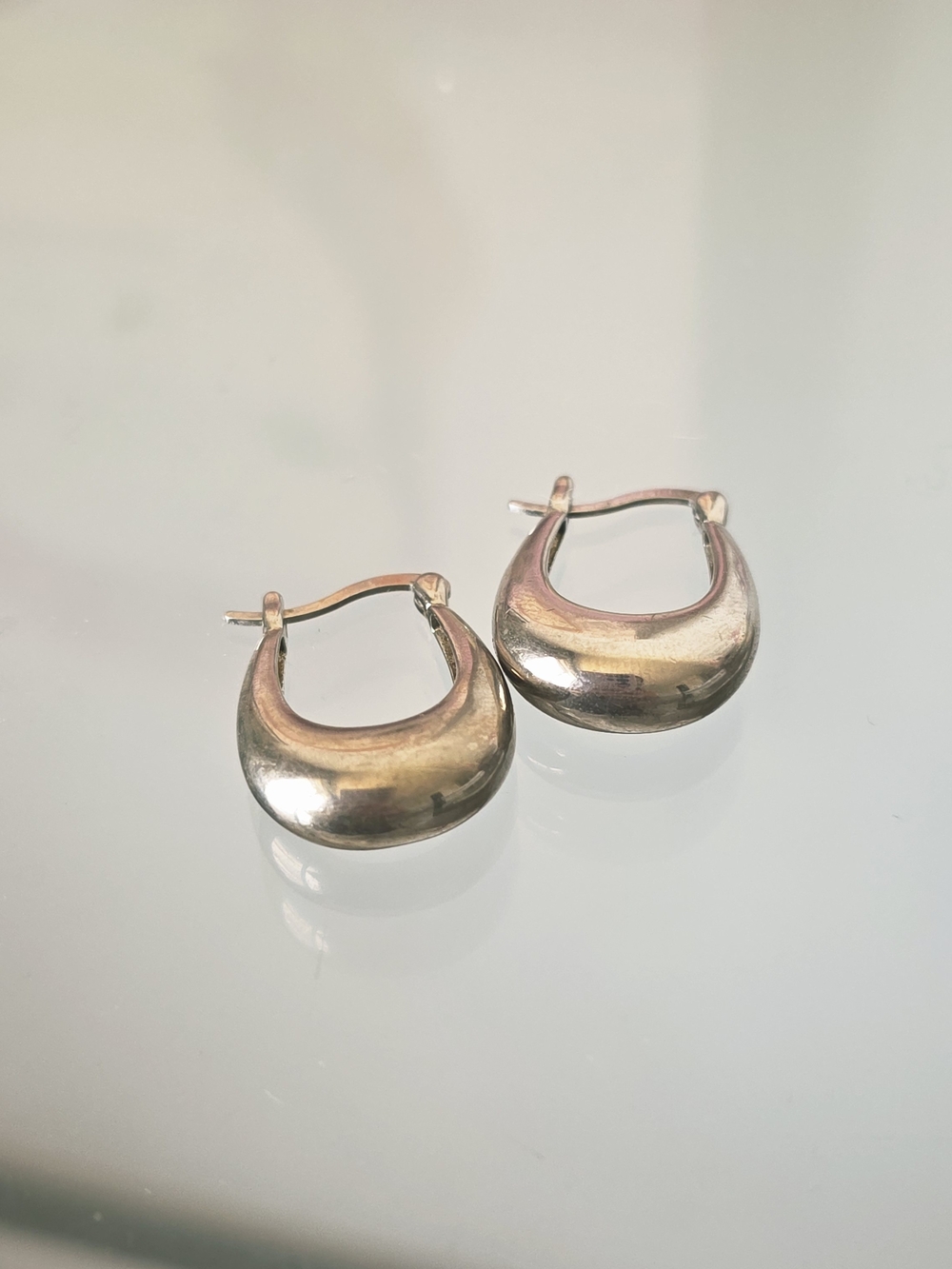 Silver-Tone Curved Hoop Earrings - Women Jewelry